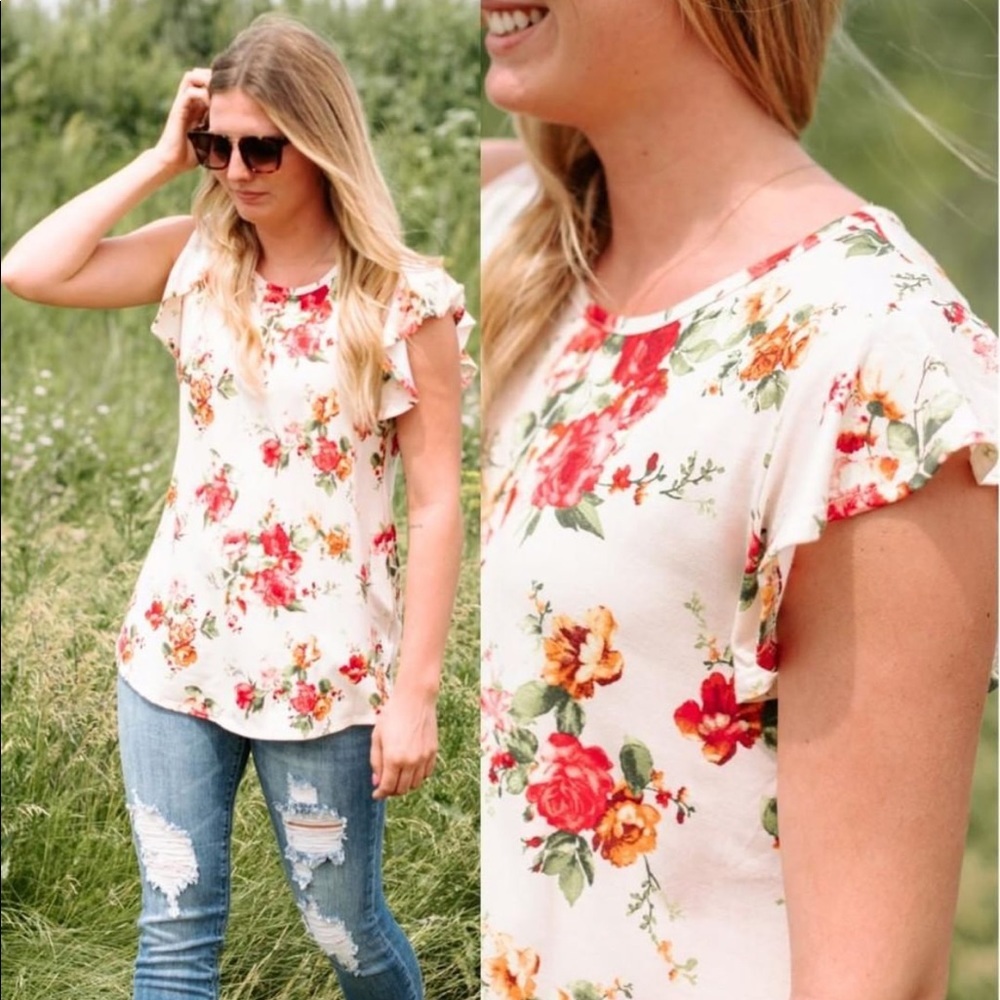 Boutique x Royal & Reese Country Western Floral T-Shirt Blouse Costal Grandma LG - Picture 1 of 8